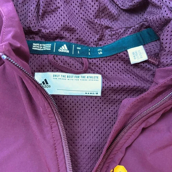 Adidas Arizonia State “Sun Devils” Maroon Full Zip Unisex Athletic Jacket Size L - Picture 11 of 16